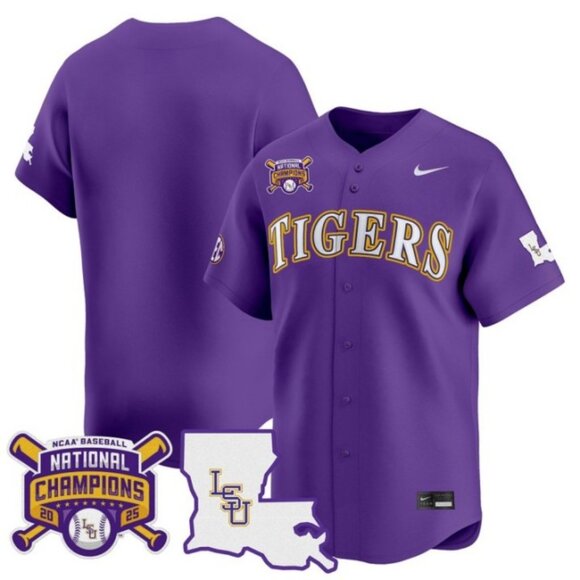 Mens Kids Youths Womens LSU Tigers 2025 CH Stitched Jersey